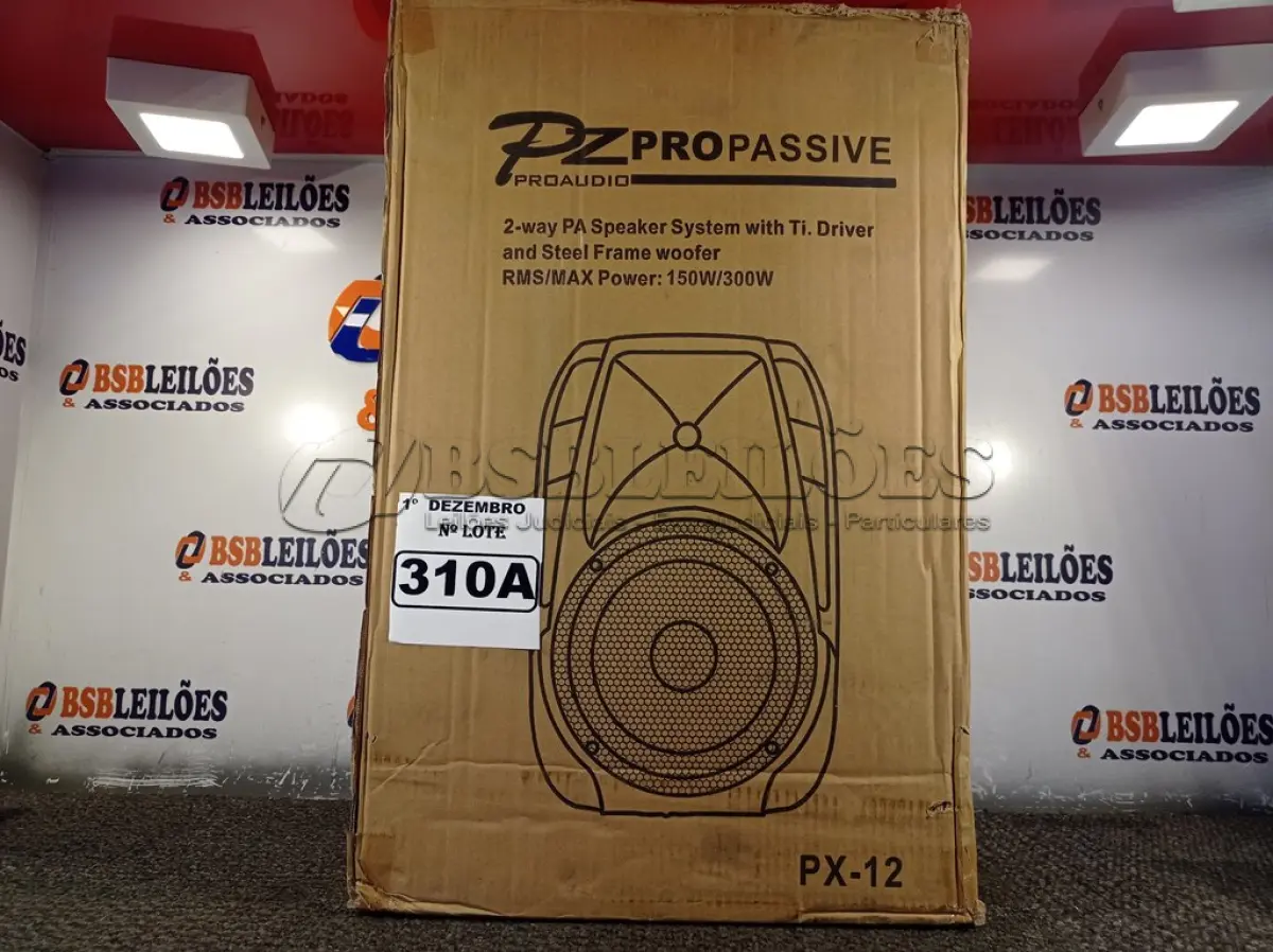 LOTE 310 - 01 CAIXA DE SOM PASSIVA PRO ÁUDIO PX-12.(NOVA) (NO ESTADO) ATENÇÃO! FAZER A VISITAÇÃO ANTES DE ARREMATAR, NÃO SABEMOS SE FUNCIONA. LEILÃO NÃO TEM GARANTIA E NEM DEVOLUÇÃO, SUJEITO A POSSÍVEIS AVARIAS VISÍVEIS/OCULTAS E/OU AUSÊNCIA DE COMPONENTES.