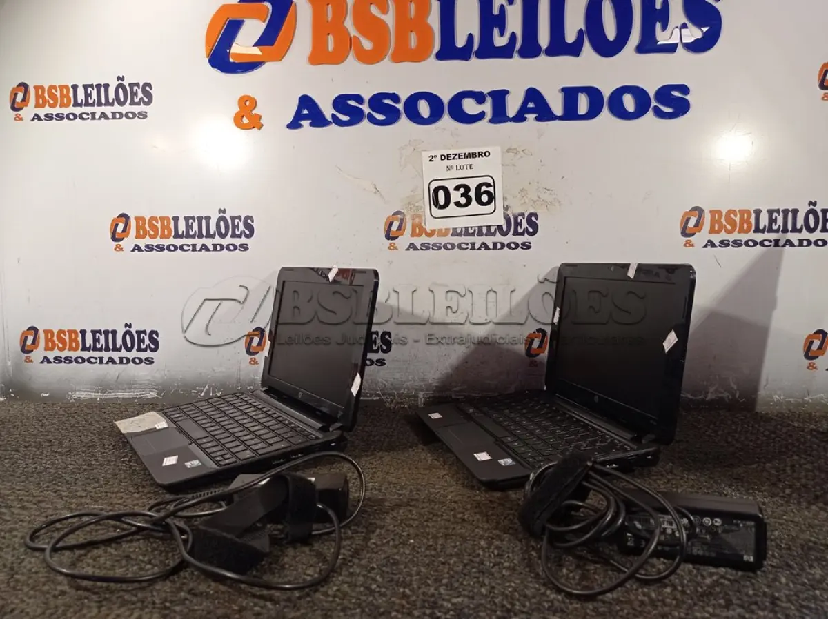 LOTE 036 - 02 NETBOOK’S MARCAS HP COM FONTE. (NO ESTADO) ATENÇÃO! FAZER A VISITAÇÃO ANTES DE ARREMATAR, NÃO SABEMOS SE FUNCIONA. LEILÃO NÃO TEM GARANTIA E NEM DEVOLUÇÃO, SUJEITO A POSSÍVEIS AVARIAS VISÍVEIS/OCULTAS E/OU AUSÊNCIA DE COMPONENTES.