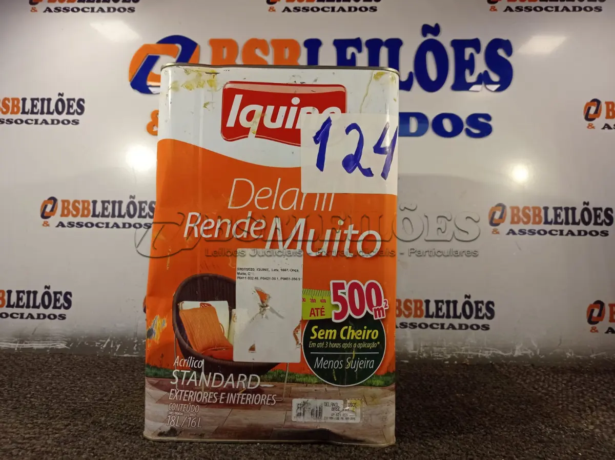 LOTE 124 - 01 LATA DE TINTA PARA PISO IQUINE 18L. (NO ESTADO, NÃO SABEMOS SE FUNCIONA. LEILÃO NÃO TEM GARANTIA E NEM DEVOLUÇÃO).