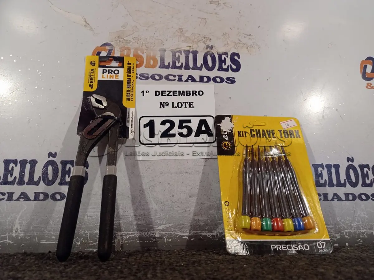LOTE 125 - 01 ALICATE BOMBA D’AGUA 8” E 01 KIT CHAVE TORX. (NO ESTADO) ATENÇÃO! FAZER A VISITAÇÃO ANTES DE ARREMATAR, NÃO SABEMOS SE FUNCIONA. LEILÃO NÃO TEM GARANTIA E NEM DEVOLUÇÃO, SUJEITO A POSSÍVEIS AVARIAS VISÍVEIS/OCULTAS E/OU AUSÊNCIA DE COMPONENTES.