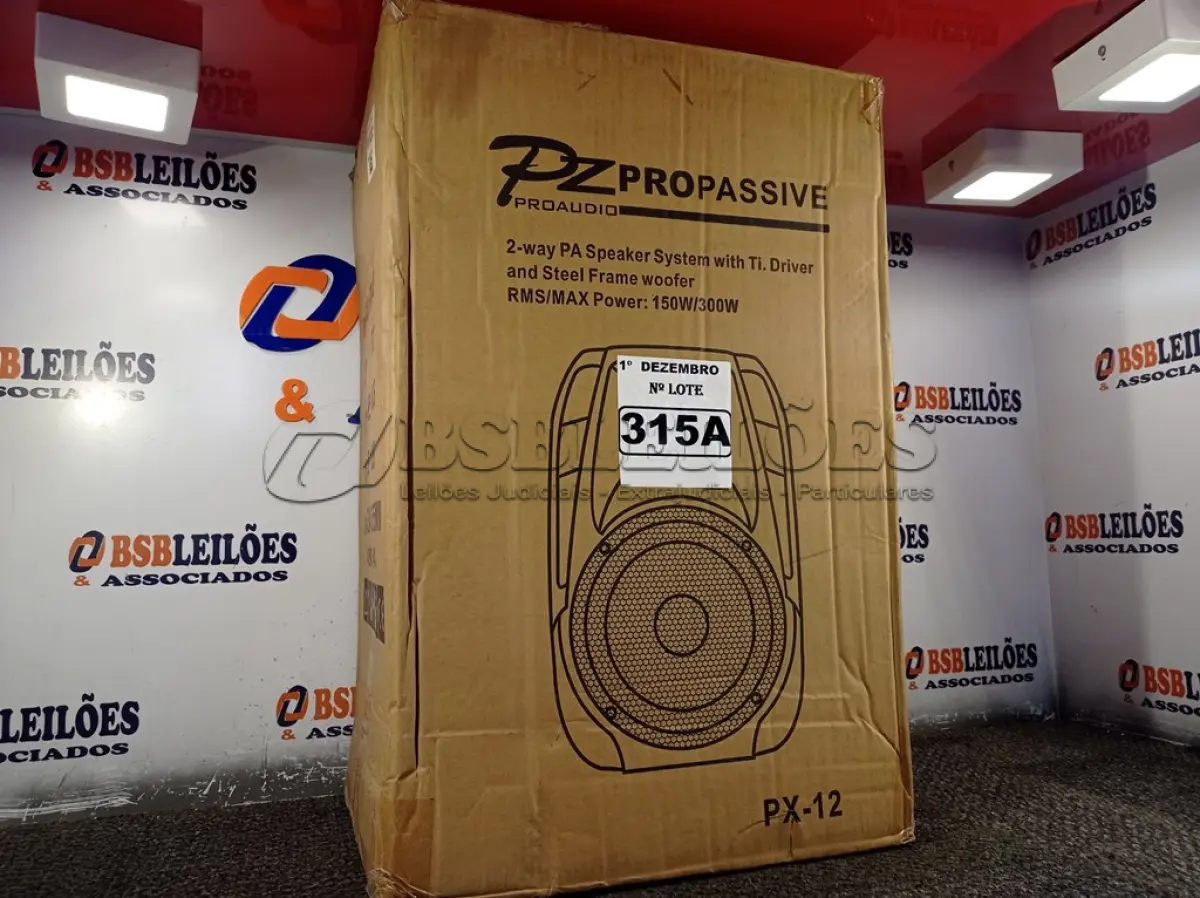 LOTE 315 - 01 CAIXA DE SOM PASSIVA PRO ÁUDIO PX-12.(NOVA) (NO ESTADO) ATENÇÃO! FAZER A VISITAÇÃO ANTES DE ARREMATAR, NÃO SABEMOS SE FUNCIONA. LEILÃO NÃO TEM GARANTIA E NEM DEVOLUÇÃO, SUJEITO A POSSÍVEIS AVARIAS VISÍVEIS/OCULTAS E/OU AUSÊNCIA DE COMPONENTES.