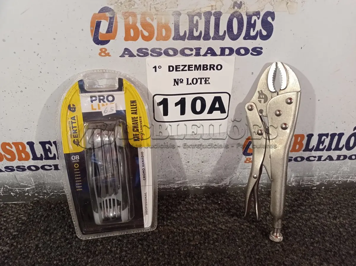 LOTE 110 - 01 KIT DE CHAVES ALLEN E 01 ALICATE DE PRESSÃO. (NO ESTADO) ATENÇÃO! FAZER A VISITAÇÃO ANTES DE ARREMATAR, NÃO SABEMOS SE FUNCIONA. LEILÃO NÃO TEM GARANTIA E NEM DEVOLUÇÃO, SUJEITO A POSSÍVEIS AVARIAS VISÍVEIS/OCULTAS E/OU AUSÊNCIA DE COMPONENTES.