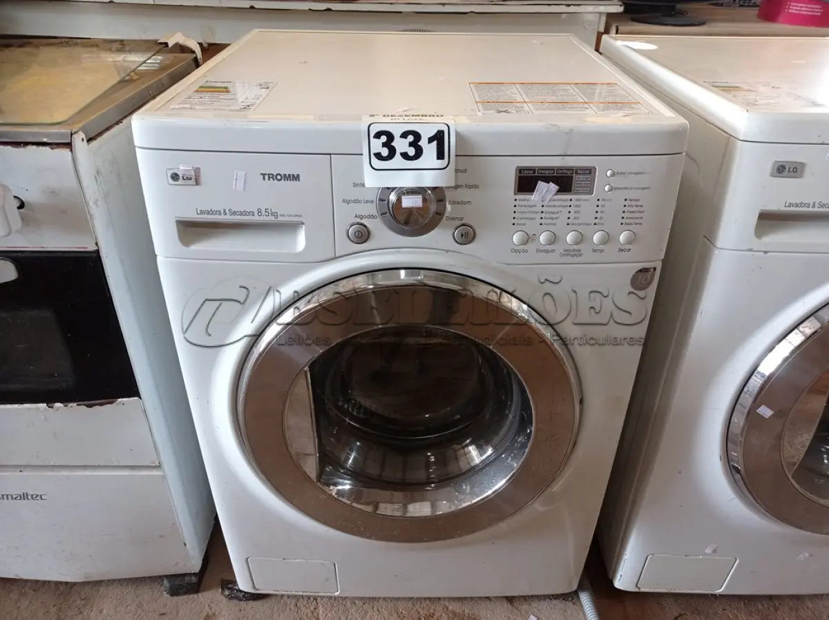 LOTE 331 - 01 LAVA SECA MARCA LG 8.5KG 220V. (NO ESTADO) ATENÇÃO! FAZER A VISITAÇÃO ANTES DE ARREMATAR, NÃO SABEMOS SE FUNCIONA. LEILÃO NÃO TEM GARANTIA E NEM DEVOLUÇÃO, SUJEITO A POSSÍVEIS AVARIAS VISÍVEIS/OCULTAS E/OU AUSÊNCIA DE COMPONENTES.