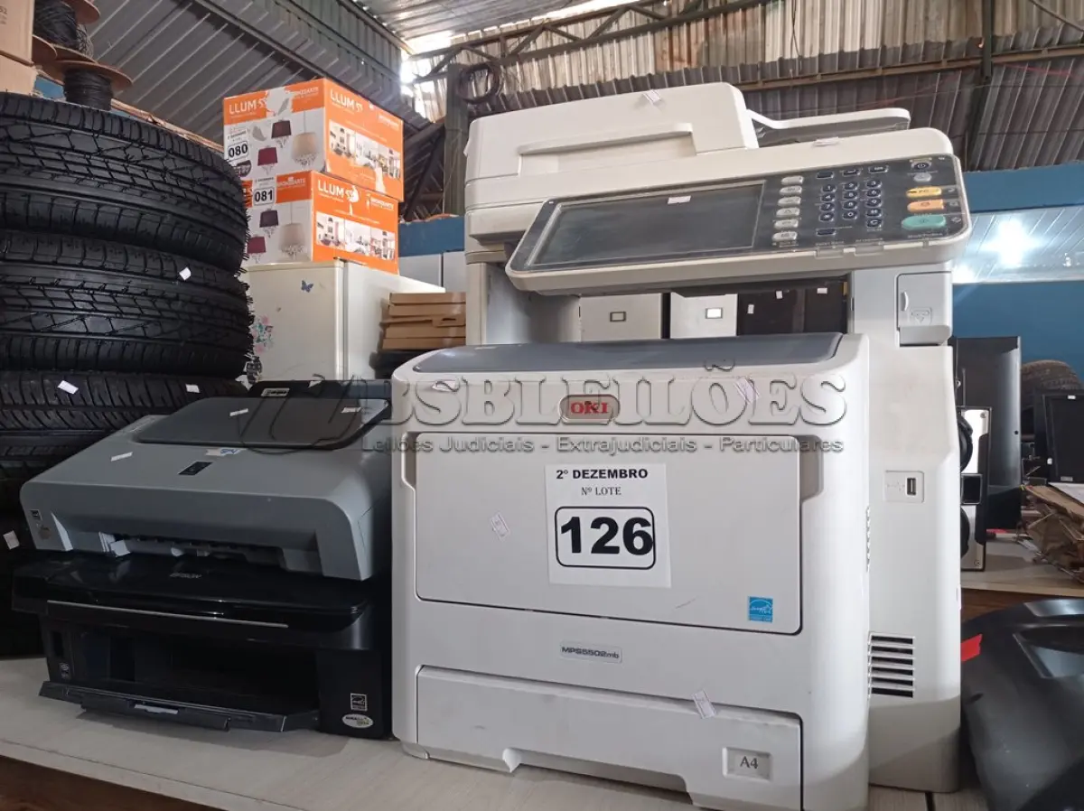 LOTE 126 - 06 IMPRESSORAS SENDO 01 MULTIFUNCIONAL OKI MODELO MPS 5502MB. (NO ESTADO) ATENÇÃO! FAZER A VISITAÇÃO ANTES DE ARREMATAR, NÃO SABEMOS SE FUNCIONA. LEILÃO NÃO TEM GARANTIA E NEM DEVOLUÇÃO, SUJEITO A POSSÍVEIS AVARIAS VISÍVEIS/OCULTAS E/OU AUSÊNCIA DE COMPONENTES.
