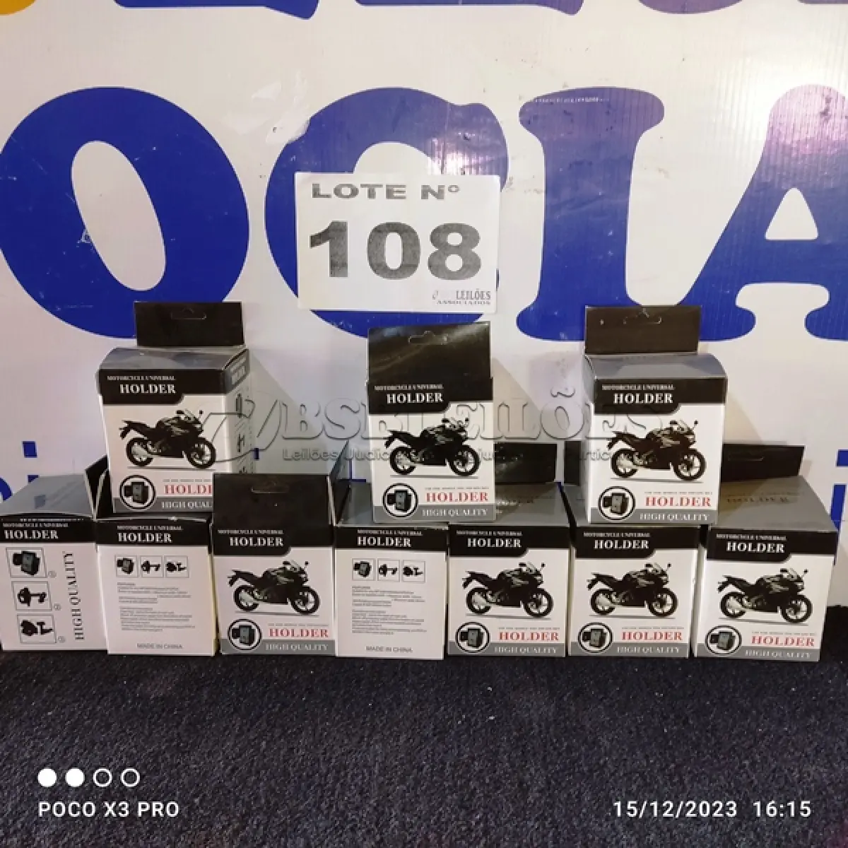 LOTE 108 - 53 – SUPORTES CELULAR PARA MOTOS.(APROXIMADAMENTE) (NO ESTADO, NÃO SABEMOS SE FUNCIONA. LEILÃO NÃO TEM GARANTIA E NEM DEVOLUÇÃO, SUJEITO A POSSÍVEIS AVARIAS VISÍVEIS/OCULTAS E/OU AUSÊNCIA DE COMPONENTES)