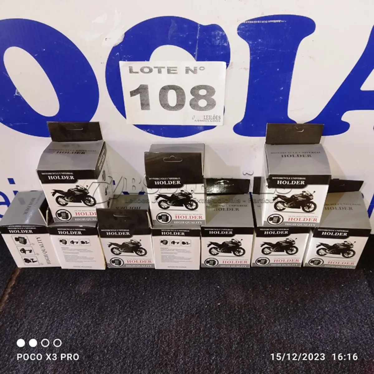 LOTE 108 - 53 – SUPORTES CELULAR PARA MOTOS.(APROXIMADAMENTE) (NO ESTADO, NÃO SABEMOS SE FUNCIONA. LEILÃO NÃO TEM GARANTIA E NEM DEVOLUÇÃO, SUJEITO A POSSÍVEIS AVARIAS VISÍVEIS/OCULTAS E/OU AUSÊNCIA DE COMPONENTES)