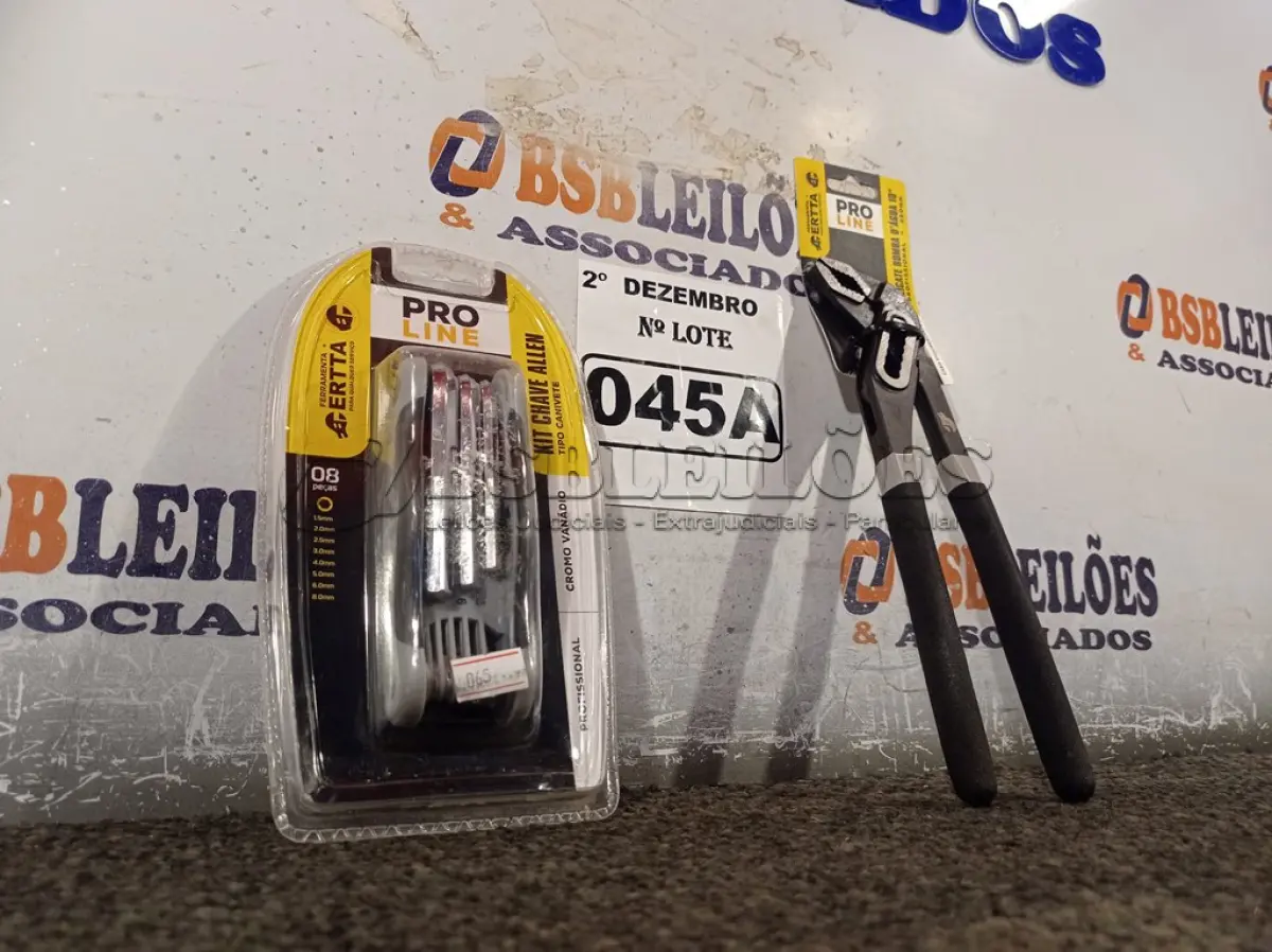 LOTE 045 - 01 KIT DE CHAVE ALLEN E 01 ALICATE BOMBA D’AGUA 10”. (NO ESTADO) ATENÇÃO! FAZER A VISITAÇÃO ANTES DE ARREMATAR, NÃO SABEMOS SE FUNCIONA. LEILÃO NÃO TEM GARANTIA E NEM DEVOLUÇÃO, SUJEITO A POSSÍVEIS AVARIAS VISÍVEIS/OCULTAS E/OU AUSÊNCIA DE COMPONENTES.