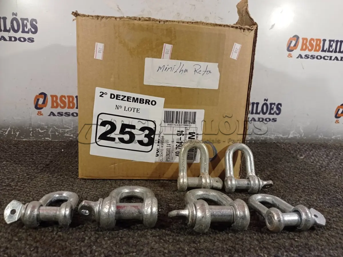 LOTE 253 - 01 LOTE COM VÁRIAS MANILHAS RETA PARA CABO DE AÇO. (NO ESTADO) ATENÇÃO! FAZER A VISITAÇÃO ANTES DE ARREMATAR, NÃO SABEMOS SE FUNCIONA. LEILÃO NÃO TEM GARANTIA E NEM DEVOLUÇÃO, SUJEITO A POSSÍVEIS AVARIAS VISÍVEIS/OCULTAS E/OU AUSÊNCIA DE COMPONENTES.