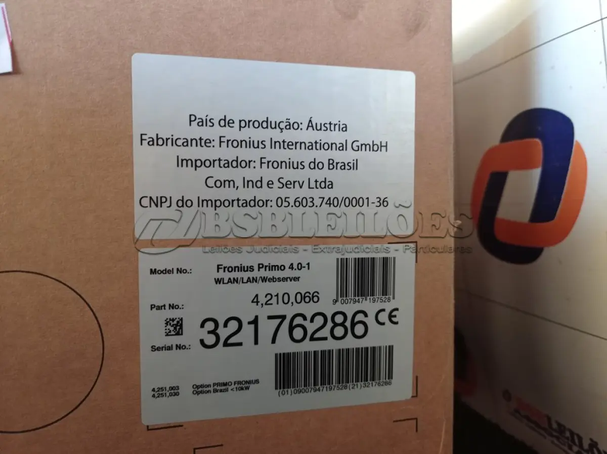 LOTE 401 - 01 INVERSOR FRONIUS PRIMO 4.0-1. (NO ESTADO) ATENÇÃO! FAZER A VISITAÇÃO ANTES DE ARREMATAR, NÃO SABEMOS SE FUNCIONA. LEILÃO NÃO TEM GARANTIA E NEM DEVOLUÇÃO, SUJEITO A POSSÍVEIS AVARIAS VISÍVEIS/OCULTAS E/OU AUSÊNCIA DE COMPONENTES.