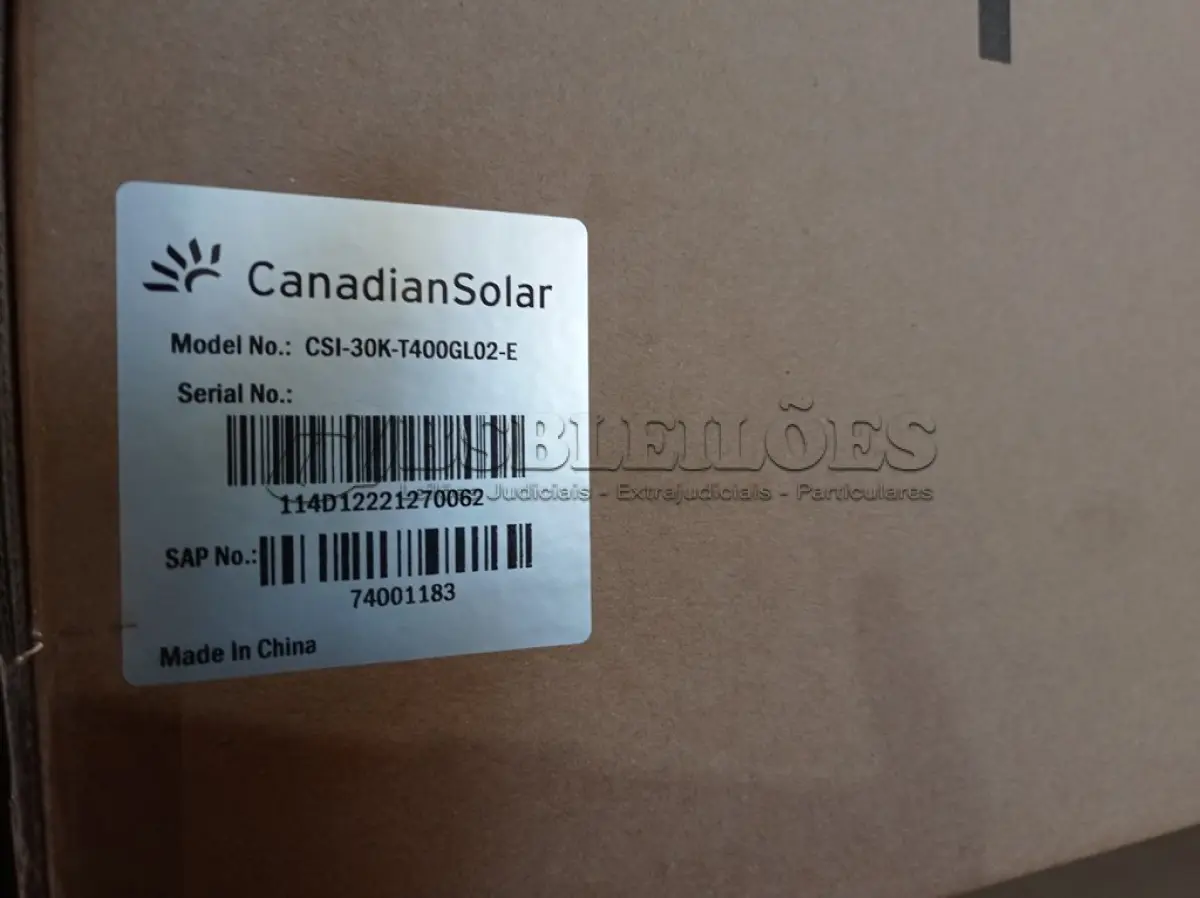 LOTE 402 - 01 INVERSOR CANADIAN TRI 380V CSI-30K-T400GL01-E. (NO ESTADO) ATENÇÃO! FAZER A VISITAÇÃO ANTES DE ARREMATAR, NÃO SABEMOS SE FUNCIONA. LEILÃO NÃO TEM GARANTIA E NEM DEVOLUÇÃO, SUJEITO A POSSÍVEIS AVARIAS VISÍVEIS/OCULTAS E/OU AUSÊNCIA DE COMPONENTES.