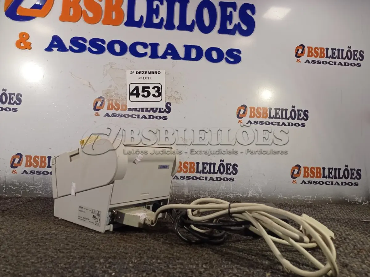 LOTE 453 - 01 IMPRESSORA DE CUPOM NÃO FISCAL MARCA EPSON COM FONTE. (NO ESTADO) ATENÇÃO! FAZER A VISITAÇÃO ANTES DE ARREMATAR, NÃO SABEMOS SE FUNCIONA. LEILÃO NÃO TEM GARANTIA E NEM DEVOLUÇÃO, SUJEITO A POSSÍVEIS AVARIAS VISÍVEIS/OCULTAS E/OU AUSÊNCIA DE COMPONENTES.
