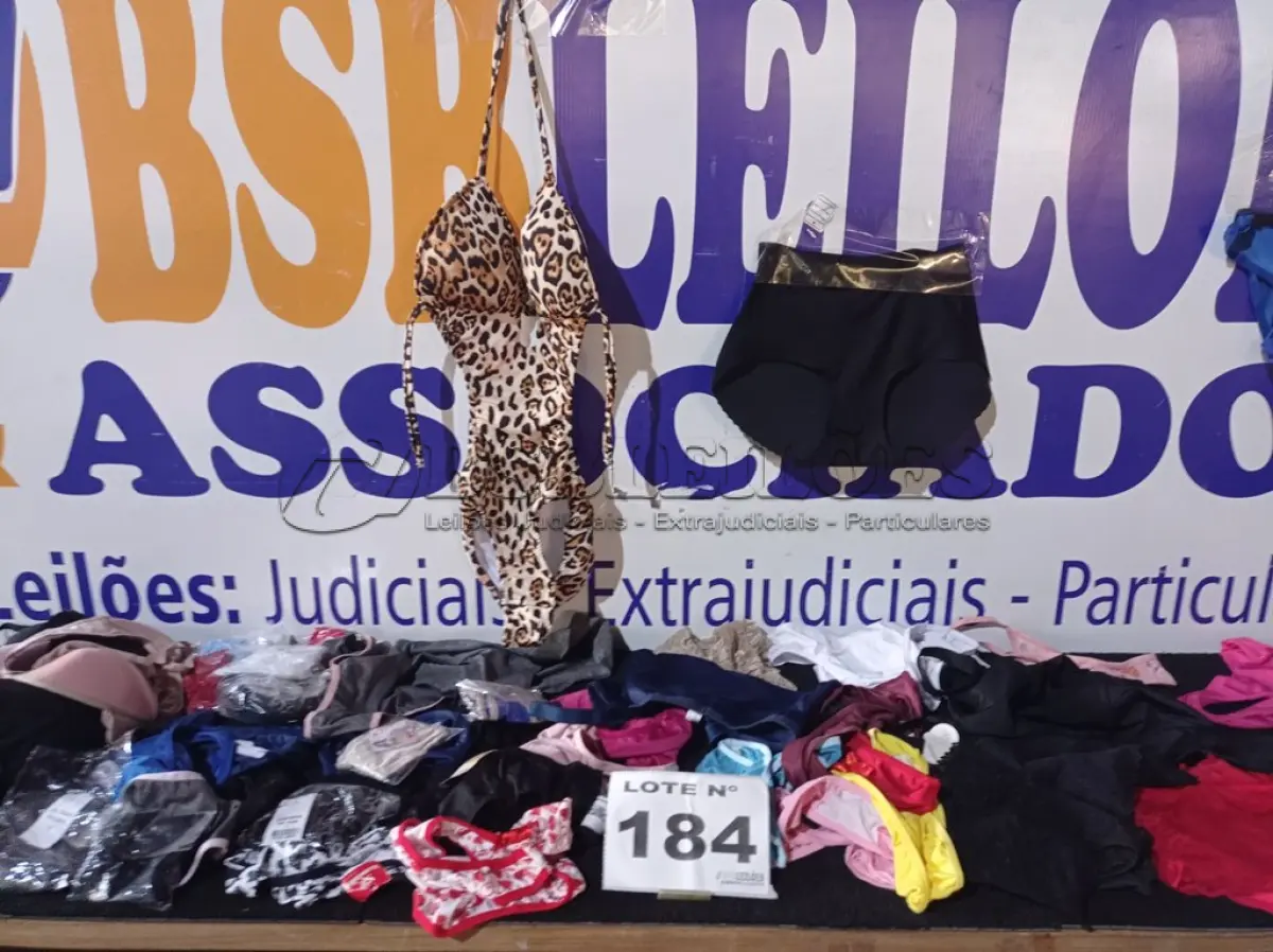 LOTE 184 - 100 – PEÇAS INTIMAS FEMININAS (APROXIMADAMENTE)(NO ESTADO, NÃO SABEMOS SE FUNCIONA. LEILÃO NÃO TEM GARANTIA E NEM DEVOLUÇÃO, SUJEITO A POSSÍVEIS AVARIAS VISÍVEIS/OCULTAS E/OU AUSÊNCIA DE COMPONENTES)