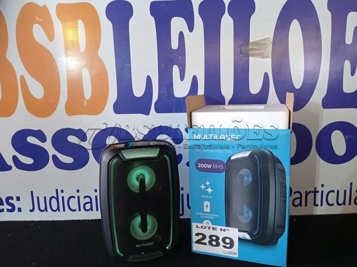 LOTE 289 - 01 - CAIXA DE SOM MINI TORRE PARTY TWS BLUETOOTH MULTILASER (NO ESTADO, NÃO SABEMOS SE FUNCIONA. LEILÃO NÃO TEM GARANTIA E NEM DEVOLUÇÃO, SUJEITO A POSSÍVEIS AVARIAS VISÍVEIS/OCULTAS E/OU AUSÊNCIA DE COMPONENTES)
