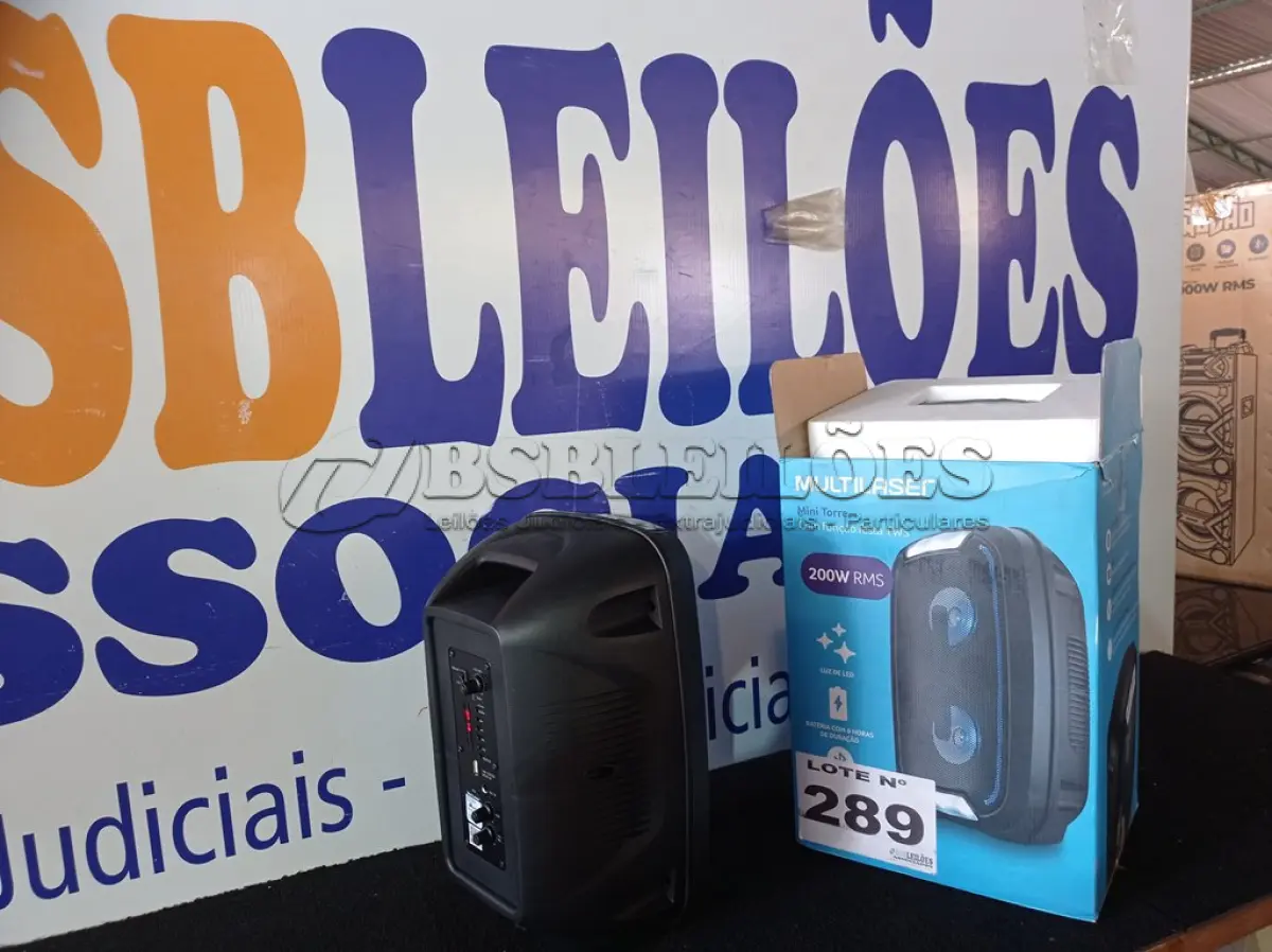 LOTE 289 - 01 - CAIXA DE SOM MINI TORRE PARTY TWS BLUETOOTH MULTILASER (NO ESTADO, NÃO SABEMOS SE FUNCIONA. LEILÃO NÃO TEM GARANTIA E NEM DEVOLUÇÃO, SUJEITO A POSSÍVEIS AVARIAS VISÍVEIS/OCULTAS E/OU AUSÊNCIA DE COMPONENTES)