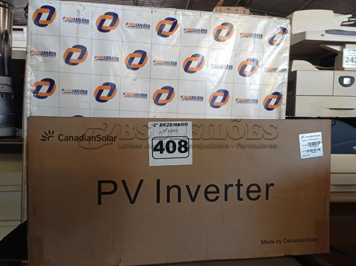 LOTE 408 - 01 INVERSOR CANADIAN CSI-40K-T400GL02-E. (NO ESTADO) ATENÇÃO! FAZER A VISITAÇÃO ANTES DE ARREMATAR, NÃO SABEMOS SE FUNCIONA. LEILÃO NÃO TEM GARANTIA E NEM DEVOLUÇÃO, SUJEITO A POSSÍVEIS AVARIAS VISÍVEIS/OCULTAS E/OU AUSÊNCIA DE COMPONENTES.