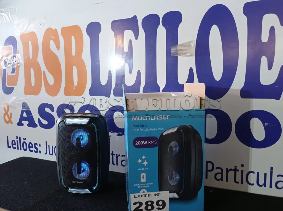 LOTE 289 - 01 - CAIXA DE SOM MINI TORRE PARTY TWS BLUETOOTH MULTILASER (NO ESTADO, NÃO SABEMOS SE FUNCIONA. LEILÃO NÃO TEM GARANTIA E NEM DEVOLUÇÃO, SUJEITO A POSSÍVEIS AVARIAS VISÍVEIS/OCULTAS E/OU AUSÊNCIA DE COMPONENTES)
