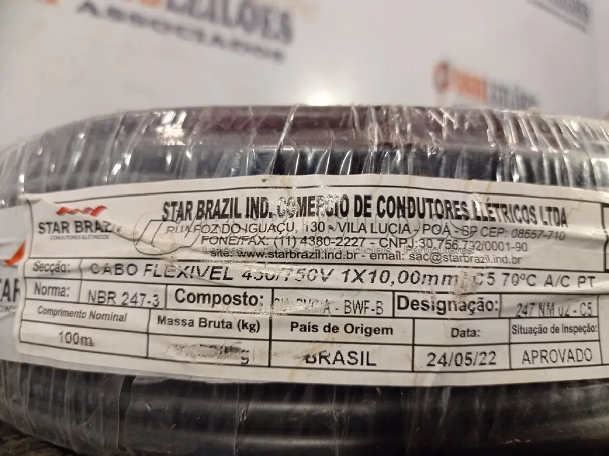 LOTE 180 - 01 ROLO DE CABO FLEXÍVEL 100M 1X10MM NA COR PRETA (NOVO). (NO ESTADO) ATENÇÃO! FAZER A VISITAÇÃO ANTES DE ARREMATAR, NÃO SABEMOS SE FUNCIONA. LEILÃO NÃO TEM GARANTIA E NEM DEVOLUÇÃO, SUJEITO A POSSÍVEIS AVARIAS VISÍVEIS/OCULTAS E/OU AUSÊNCIA DE COMPONENTES.