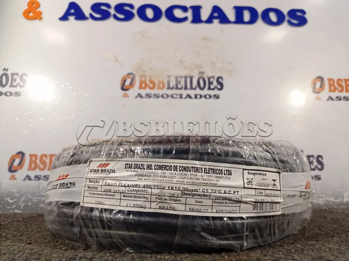 LOTE 200 - 01 ROLO DE CABO FLEXÍVEL 100M 1X10MM NA COR PRETA (NOVO). (NO ESTADO) ATENÇÃO! FAZER A VISITAÇÃO ANTES DE ARREMATAR, NÃO SABEMOS SE FUNCIONA. LEILÃO NÃO TEM GARANTIA E NEM DEVOLUÇÃO, SUJEITO A POSSÍVEIS AVARIAS VISÍVEIS/OCULTAS E/OU AUSÊNCIA DE COMPONENTES.