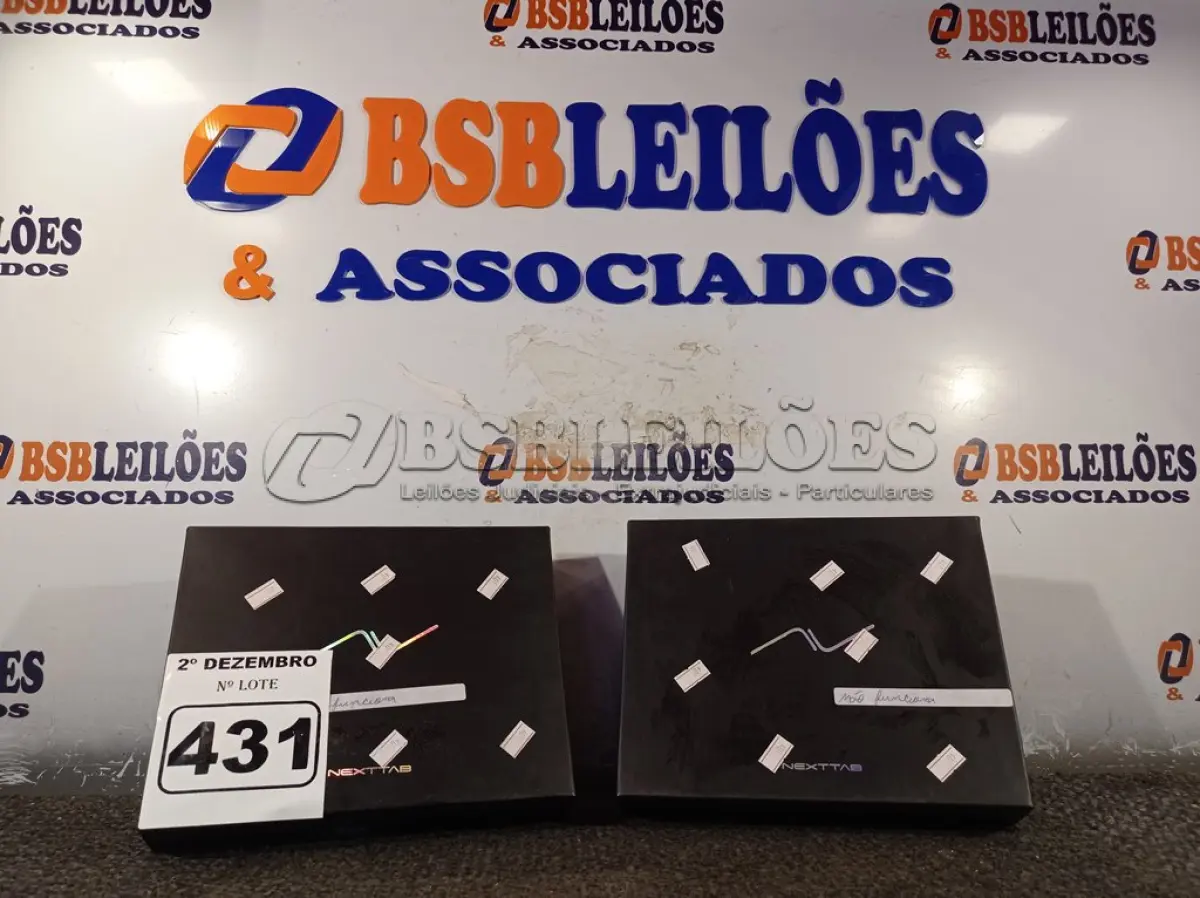 LOTE 431 - 02 TABLET NEXTTAB. (NO ESTADO) ATENÇÃO! FAZER A VISITAÇÃO ANTES DE ARREMATAR, NÃO SABEMOS SE FUNCIONA. LEILÃO NÃO TEM GARANTIA E NEM DEVOLUÇÃO, SUJEITO A POSSÍVEIS AVARIAS VISÍVEIS/OCULTAS E/OU AUSÊNCIA DE COMPONENTES.