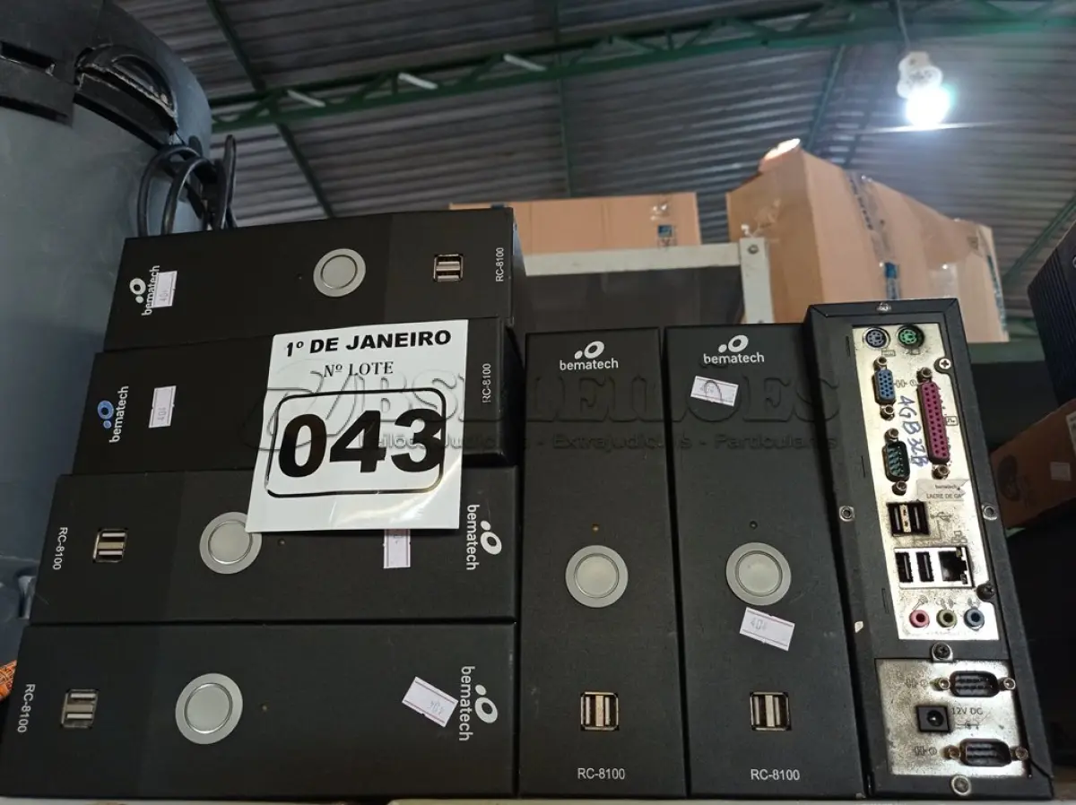 LOTE 043 - 07 MINI CPU’S MARCAS BEMATECH RC-8100. (NO ESTADO) ATENÇÃO! FAZER A VISITAÇÃO ANTES DE ARREMATAR, NÃO SABEMOS SE FUNCIONA. LEILÃO NÃO TEM GARANTIA E NEM DEVOLUÇÃO, SUJEITO A POSSÍVEIS AVARIAS VISÍVEIS/OCULTAS E/OU AUSÊNCIA DE COMPONENTES.