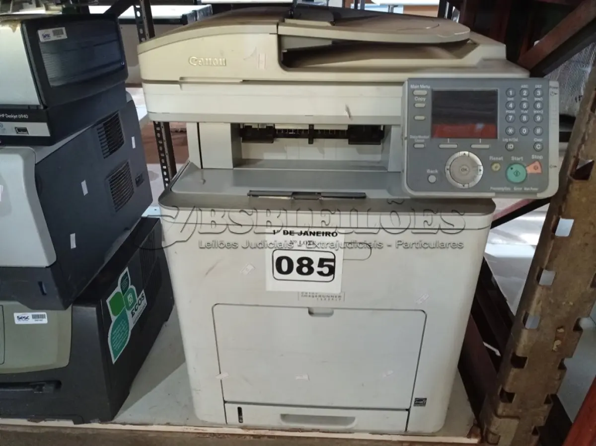 LOTE 085 - 01 IMPRESSORA MULTIFUNCIONAL MARCA CANON MODELO COLOR IMAGE RUNNER C1030IF. (NO ESTADO) ATENÇÃO! FAZER A VISITAÇÃO ANTES DE ARREMATAR, NÃO SABEMOS SE FUNCIONA. LEILÃO NÃO TEM GARANTIA E NEM DEVOLUÇÃO, SUJEITO A POSSÍVEIS AVARIAS VISÍVEIS/OCULTAS E/OU AUSÊNCIA DE COMPONENTES.