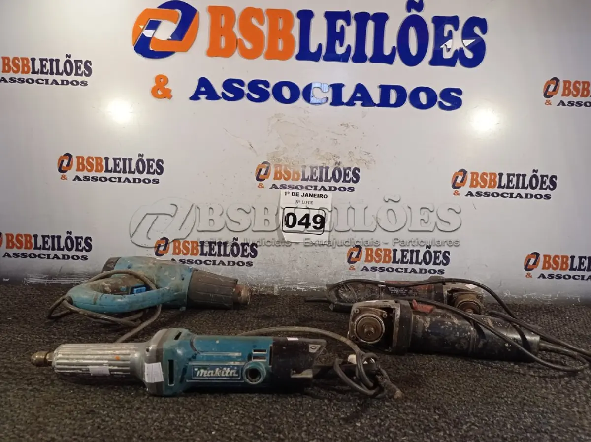 LOTE 049 - 02 ESMERILHADEIRAS, 01 RETIFICA E 01 SOPRADOR MARCAS E MODELOS DIVERSOS PARA RETIRADA DE PEÇAS. (NO ESTADO) ATENÇÃO! FAZER A VISITAÇÃO ANTES DE ARREMATAR, NÃO SABEMOS SE FUNCIONA. LEILÃO NÃO TEM GARANTIA E NEM DEVOLUÇÃO, SUJEITO A POSSÍVEIS AVARIAS VISÍVEIS/OCULTAS E/OU AUSÊNCIA DE COMPONENTES.