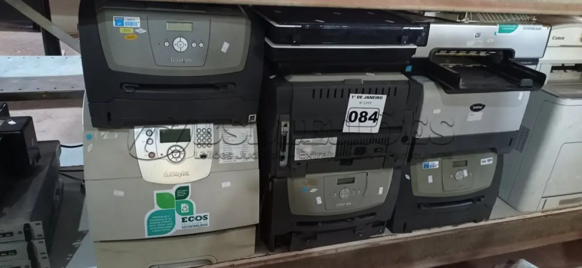 LOTE 084 - 01 LOTE COM VÁRIAS IMPRESSORAS MARCAS E MODELOS DIVERSOS. (NO ESTADO) ATENÇÃO! FAZER A VISITAÇÃO ANTES DE ARREMATAR, NÃO SABEMOS SE FUNCIONA. LEILÃO NÃO TEM GARANTIA E NEM DEVOLUÇÃO, SUJEITO A POSSÍVEIS AVARIAS VISÍVEIS/OCULTAS E/OU AUSÊNCIA DE COMPONENTES.