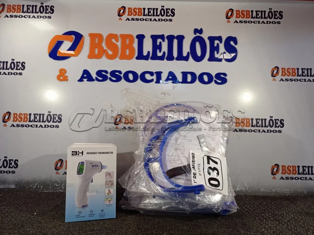 LOTE 037 - 10 MASCARAS DE PROTEÇÃO E 04 TERMÔMETROS INFRAVERMELHO. (NO ESTADO) ATENÇÃO! FAZER A VISITAÇÃO ANTES DE ARREMATAR, NÃO SABEMOS SE FUNCIONA. LEILÃO NÃO TEM GARANTIA E NEM DEVOLUÇÃO, SUJEITO A POSSÍVEIS AVARIAS VISÍVEIS/OCULTAS E/OU AUSÊNCIA DE COMPONENTES.