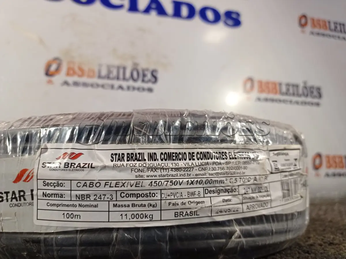 LOTE 325 - 01 ROLO DE CABO FLEXÍVEL 100M 1X10MM NA COR PRETA. (NOVO). (NO ESTADO) ATENÇÃO! FAZER A VISITAÇÃO ANTES DE ARREMATAR, NÃO SABEMOS SE FUNCIONA. LEILÃO NÃO TEM GARANTIA E NEM DEVOLUÇÃO, SUJEITO A POSSÍVEIS AVARIAS VISÍVEIS/OCULTAS E/OU AUSÊNCIA DE COMPONENTES.