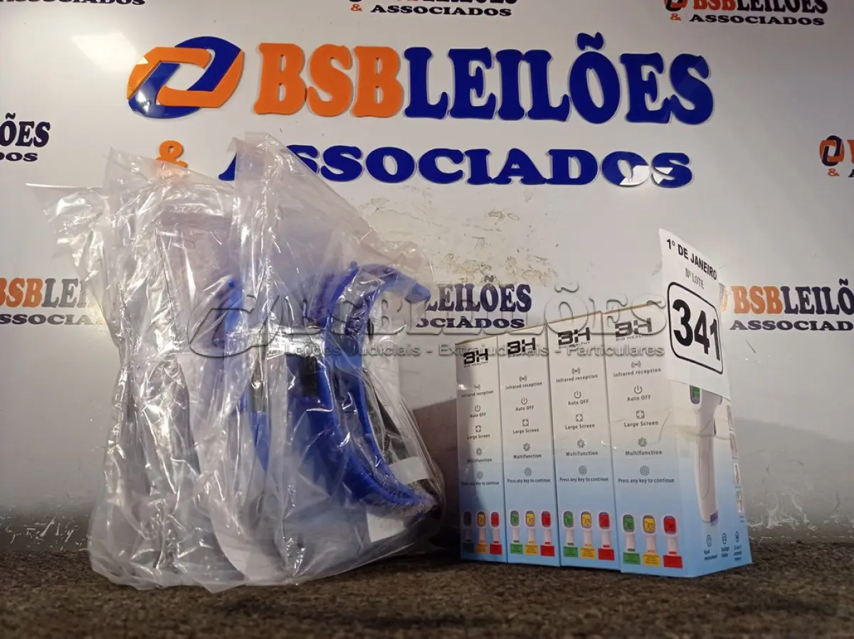 LOTE 341 - 10 MASCARAS DE PROTEÇÃO E 04 TERMÔMETROS INFRAVERMELHO. (NO ESTADO) ATENÇÃO! FAZER A VISITAÇÃO ANTES DE ARREMATAR, NÃO SABEMOS SE FUNCIONA. LEILÃO NÃO TEM GARANTIA E NEM DEVOLUÇÃO, SUJEITO A POSSÍVEIS AVARIAS VISÍVEIS/OCULTAS E/OU AUSÊNCIA DE COMPONENTES.
