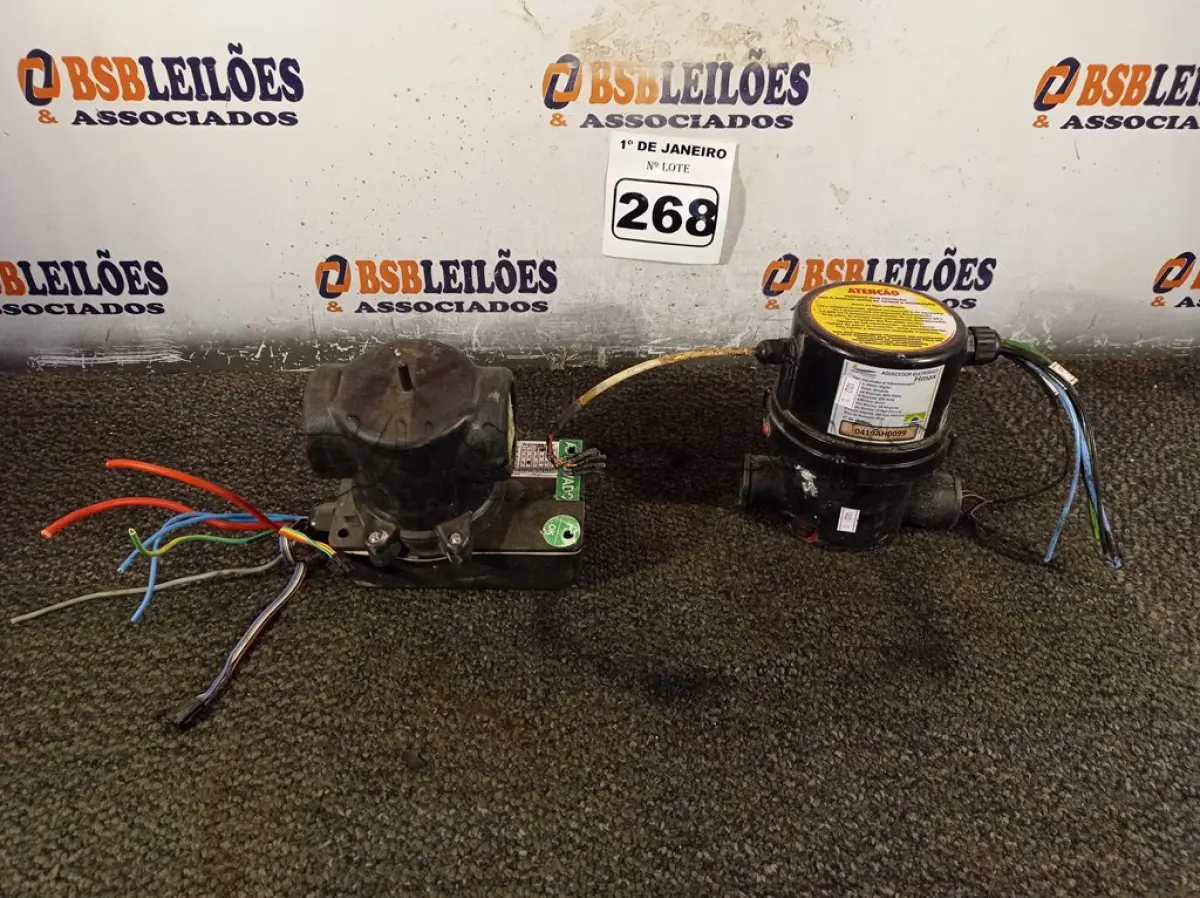 LOTE 268 - 02 AQUECEDORES PARA BANHEIRA DE HIDROMASSAGEM. (NO ESTADO) ATENÇÃO! FAZER A VISITAÇÃO ANTES DE ARREMATAR, NÃO SABEMOS SE FUNCIONA. LEILÃO NÃO TEM GARANTIA E NEM DEVOLUÇÃO, SUJEITO A POSSÍVEIS AVARIAS VISÍVEIS/OCULTAS E/OU AUSÊNCIA DE COMPONENTES.