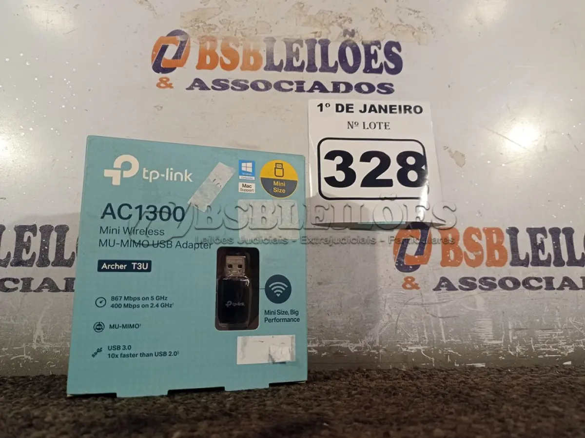 LOTE 328 - 01 ADAPTADOR WIRELESS TPLINK. (NO ESTADO) ATENÇÃO! FAZER A VISITAÇÃO ANTES DE ARREMATAR, NÃO SABEMOS SE FUNCIONA. LEILÃO NÃO TEM GARANTIA E NEM DEVOLUÇÃO, SUJEITO A POSSÍVEIS AVARIAS VISÍVEIS/OCULTAS E/OU AUSÊNCIA DE COMPONENTES.