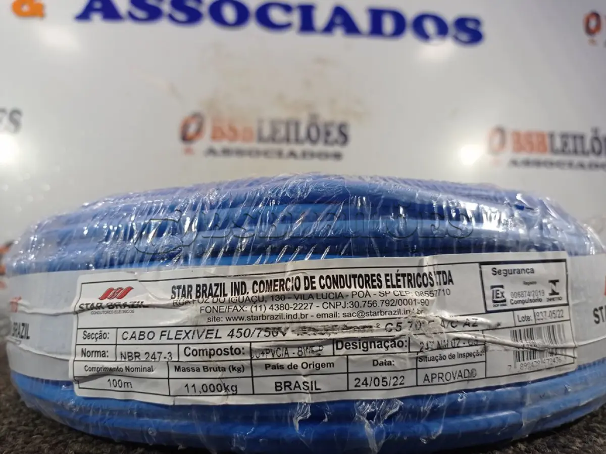 LOTE 265 - 01 ROLO DE CABO FLEXÍVEL 100M 1X10MM NA COR AZUL(NOVO). (NO ESTADO) ATENÇÃO! FAZER A VISITAÇÃO ANTES DE ARREMATAR, NÃO SABEMOS SE FUNCIONA. LEILÃO NÃO TEM GARANTIA E NEM DEVOLUÇÃO, SUJEITO A POSSÍVEIS AVARIAS VISÍVEIS/OCULTAS E/OU AUSÊNCIA DE COMPONENTES.