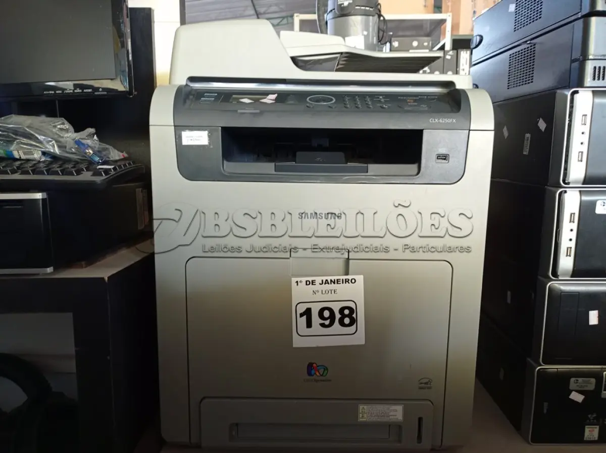 LOTE 198 - 01 IMPRESSORA MULTIFUNCIONAL MARCA SAMSUNG MODELO CLX-6250FX. (NO ESTADO) ATENÇÃO! FAZER A VISITAÇÃO ANTES DE ARREMATAR, NÃO SABEMOS SE FUNCIONA. LEILÃO NÃO TEM GARANTIA E NEM DEVOLUÇÃO, SUJEITO A POSSÍVEIS AVARIAS VISÍVEIS/OCULTAS E/OU AUSÊNCIA DE COMPONENTES.