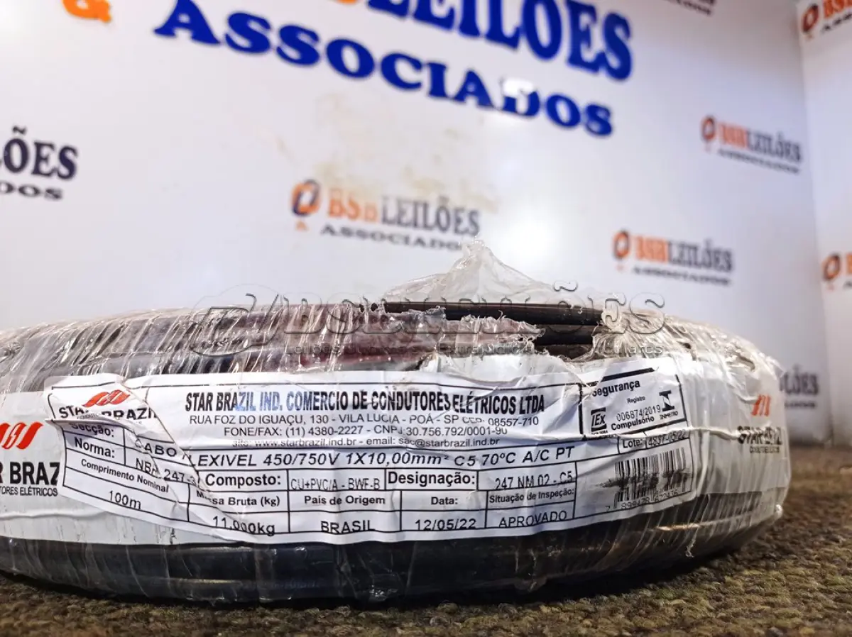 LOTE 405 - 01 ROLO DE CABO FLEXÍVEL 100M 1X10MM NA COR PRETA. (NOVO). (NO ESTADO) ATENÇÃO! FAZER A VISITAÇÃO ANTES DE ARREMATAR, NÃO SABEMOS SE FUNCIONA. LEILÃO NÃO TEM GARANTIA E NEM DEVOLUÇÃO, SUJEITO A POSSÍVEIS AVARIAS VISÍVEIS/OCULTAS E/OU AUSÊNCIA DE COMPONENTES.