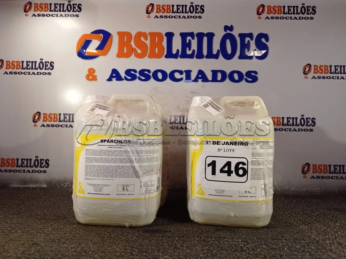 LOTE 146 - 20 LITROS DE DESINFETANTE HOSPITALAR PARA SUPERFÍCIES FIXAS E ARTIGOS NÃO CRÍTICOS. (NO ESTADO) ATENÇÃO! FAZER A VISITAÇÃO ANTES DE ARREMATAR, NÃO SABEMOS SE FUNCIONA. LEILÃO NÃO TEM GARANTIA E NEM DEVOLUÇÃO, SUJEITO A POSSÍVEIS AVARIAS VISÍVEIS/OCULTAS E/OU AUSÊNCIA DE COMPONENTES.