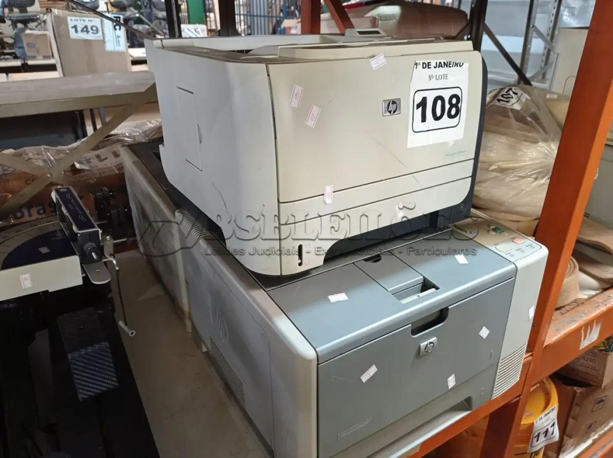 LOTE 108 - 03 IMPRESSORAS MARCAS HP SENDO 02 LASERJET 2420 E 01 LASERJET P2055DN. (NO ESTADO) ATENÇÃO! FAZER A VISITAÇÃO ANTES DE ARREMATAR, NÃO SABEMOS SE FUNCIONA. LEILÃO NÃO TEM GARANTIA E NEM DEVOLUÇÃO, SUJEITO A POSSÍVEIS AVARIAS VISÍVEIS/OCULTAS E/OU AUSÊNCIA DE COMPONENTES.
