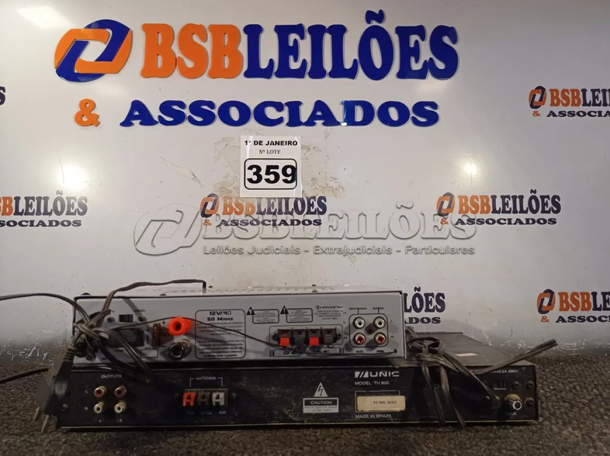 LOTE 359 - 01 EQUALIZADOR E 01 APARELHO AM/FM MARCA UNIC. (NO ESTADO) ATENÇÃO! FAZER A VISITAÇÃO ANTES DE ARREMATAR, NÃO SABEMOS SE FUNCIONA. LEILÃO NÃO TEM GARANTIA E NEM DEVOLUÇÃO, SUJEITO A POSSÍVEIS AVARIAS VISÍVEIS/OCULTAS E/OU AUSÊNCIA DE COMPONENTES.