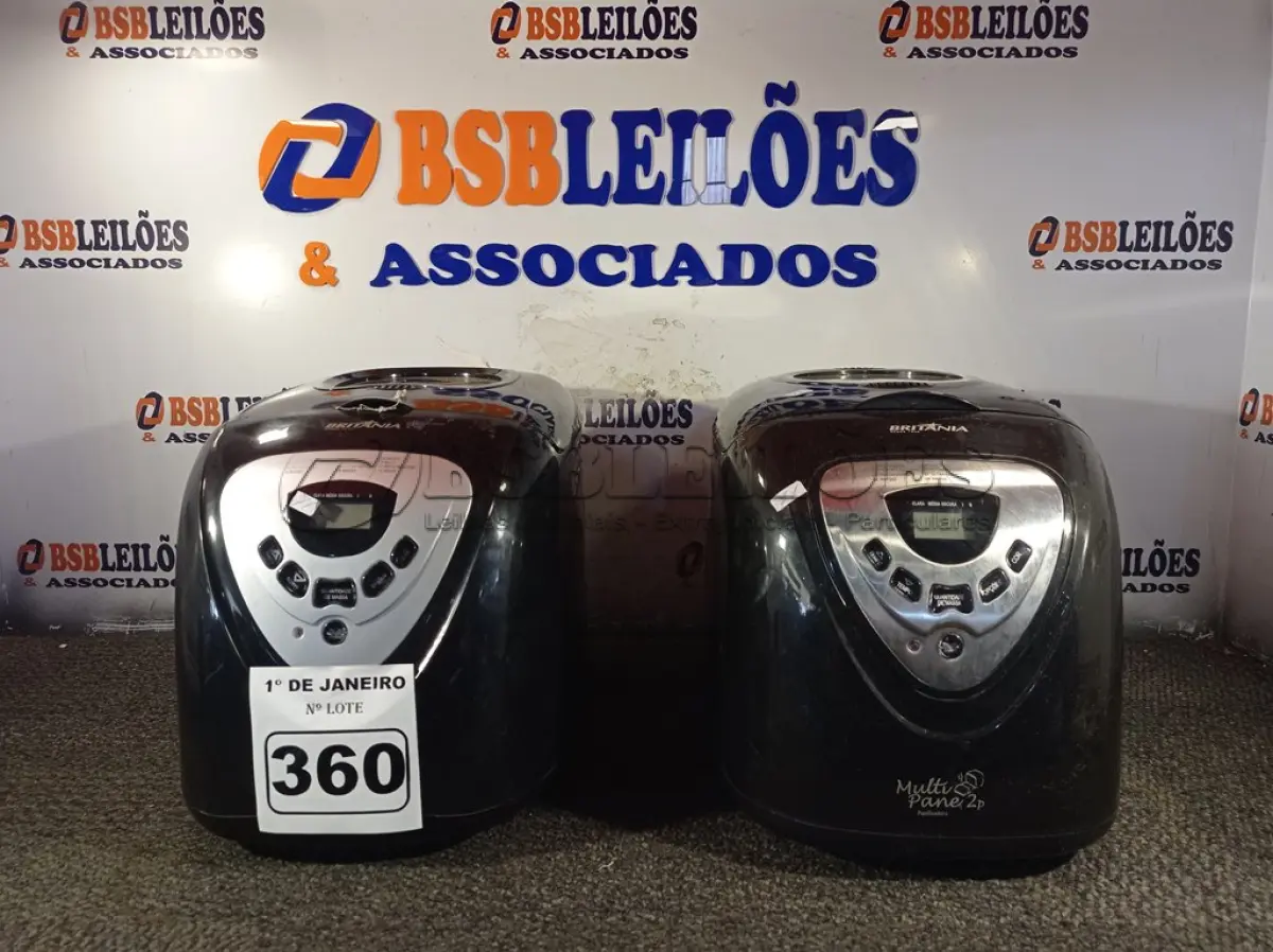 LOTE 360 - 02 PANIFICADORAS MULTIPANE BRITÂNIA. (NO ESTADO) ATENÇÃO! FAZER A VISITAÇÃO ANTES DE ARREMATAR, NÃO SABEMOS SE FUNCIONA. LEILÃO NÃO TEM GARANTIA E NEM DEVOLUÇÃO, SUJEITO A POSSÍVEIS AVARIAS VISÍVEIS/OCULTAS E/OU AUSÊNCIA DE COMPONENTES.