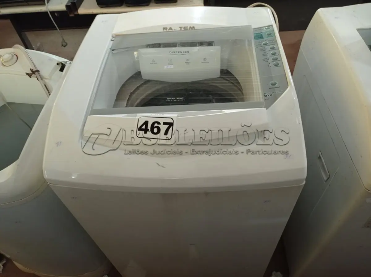 LOTE 467 - 01 MÁQUINA DE LAVAR MARCA BRASTEMP 08KG 220V. (NO ESTADO) ATENÇÃO! FAZER A VISITAÇÃO ANTES DE ARREMATAR, NÃO SABEMOS SE FUNCIONA. LEILÃO NÃO TEM GARANTIA E NEM DEVOLUÇÃO, SUJEITO A POSSÍVEIS AVARIAS VISÍVEIS/OCULTAS E/OU AUSÊNCIA DE COMPONENTES.