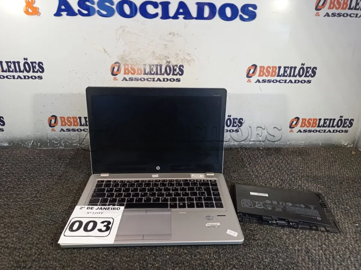 LOTE 003 - 01 NOTEBOOK CORE I5 MARCA HP S/FONTE. (NO ESTADO) ATENÇÃO! FAZER A VISITAÇÃO ANTES DE ARREMATAR, NÃO SABEMOS SE FUNCIONA. LEILÃO NÃO TEM GARANTIA E NEM DEVOLUÇÃO, SUJEITO A POSSÍVEIS AVARIAS VISÍVEIS/OCULTAS E/OU AUSÊNCIA DE COMPONENTES.