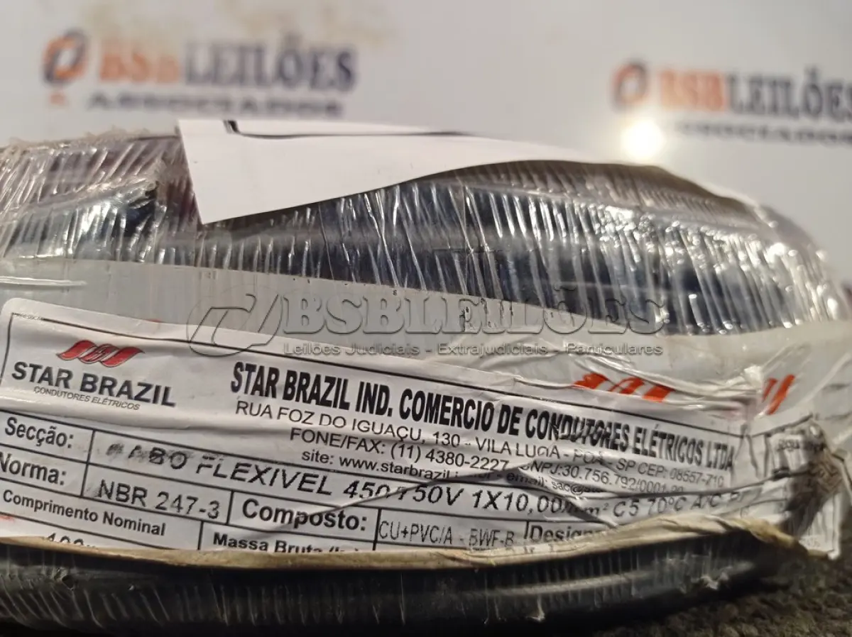 LOTE 240 - 01 ROLO DE CABO FLEXÍVEL 100M 1X10MM NA COR PRETA(NOVO). (NO ESTADO) ATENÇÃO! FAZER A VISITAÇÃO ANTES DE ARREMATAR, NÃO SABEMOS SE FUNCIONA. LEILÃO NÃO TEM GARANTIA E NEM DEVOLUÇÃO, SUJEITO A POSSÍVEIS AVARIAS VISÍVEIS/OCULTAS E/OU AUSÊNCIA DE COMPONENTES.