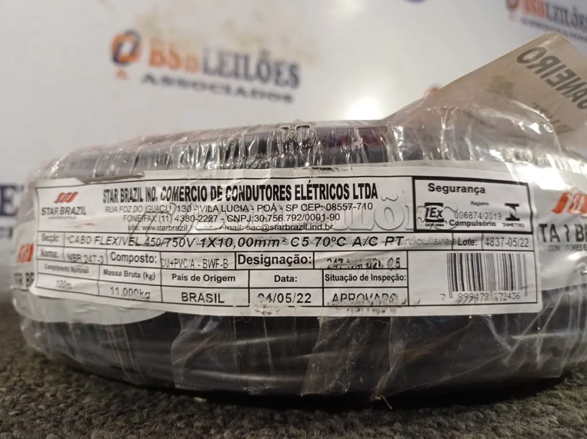LOTE 180 - 01 ROLO DE CABO FLEXÍVEL 100M 1X10MM NA COR PRETA(NOVO). (NO ESTADO) ATENÇÃO! FAZER A VISITAÇÃO ANTES DE ARREMATAR, NÃO SABEMOS SE FUNCIONA. LEILÃO NÃO TEM GARANTIA E NEM DEVOLUÇÃO, SUJEITO A POSSÍVEIS AVARIAS VISÍVEIS/OCULTAS E/OU AUSÊNCIA DE COMPONENTES.