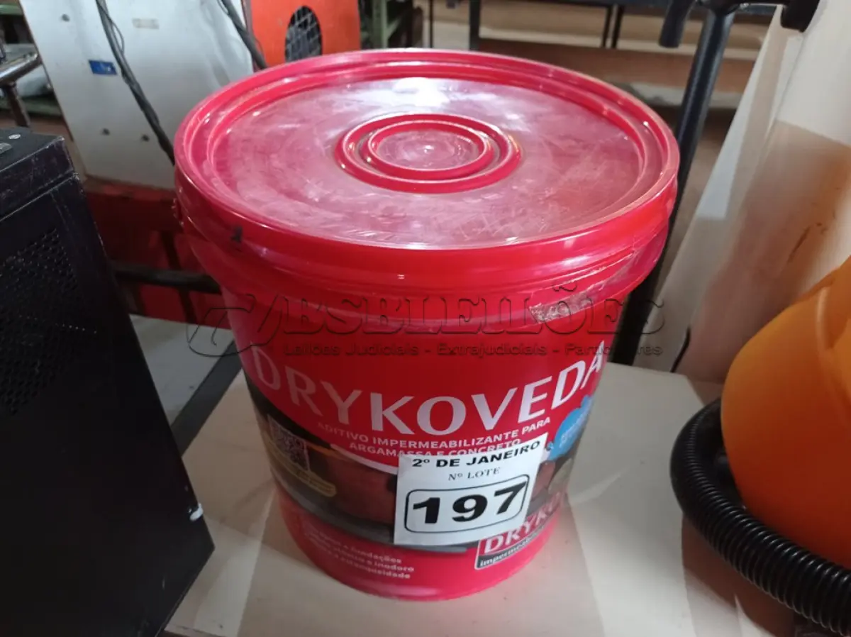 LOTE 197 - 01 ADITIVO IPERMEABILIZANTE PARA ARGAMASSA E CONCRETO MARCA DRIKOVEDA 18L. (NO ESTADO) ATENÇÃO! FAZER A VISITAÇÃO ANTES DE ARREMATAR, NÃO SABEMOS SE FUNCIONA. LEILÃO NÃO TEM GARANTIA E NEM DEVOLUÇÃO, SUJEITO A POSSÍVEIS AVARIAS VISÍVEIS/OCULTAS E/OU AUSÊNCIA DE COMPONENTES.