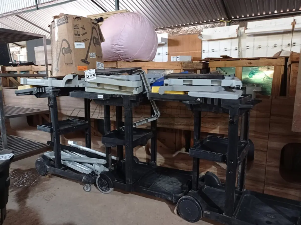 LOTE 515 - 03 CARRINHOS PARA LIMPEZA INDUSTRIAL INCOMPLETOS E VÁRIAS PEÇAS AVULSAS. (NO ESTADO) ATENÇÃO! FAZER A VISITAÇÃO ANTES DE ARREMATAR, NÃO SABEMOS SE FUNCIONA. LEILÃO NÃO TEM GARANTIA E NEM DEVOLUÇÃO, SUJEITO A POSSÍVEIS AVARIAS VISÍVEIS/OCULTAS E/OU AUSÊNCIA DE COMPONENTES.