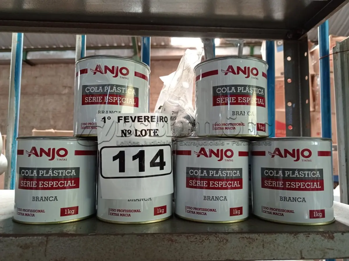 LOTE 114 - 12 LATAS DE COLA PLÁSTICA ANJO 1KG. (NO ESTADO) ATENÇÃO! FAZER A VISITAÇÃO ANTES DE ARREMATAR, NÃO SABEMOS SE FUNCIONA. LEILÃO NÃO TEM GARANTIA E NEM DEVOLUÇÃO, SUJEITO A POSSÍVEIS AVARIAS VISÍVEIS/OCULTAS E/OU AUSÊNCIA DE COMPONENTES.