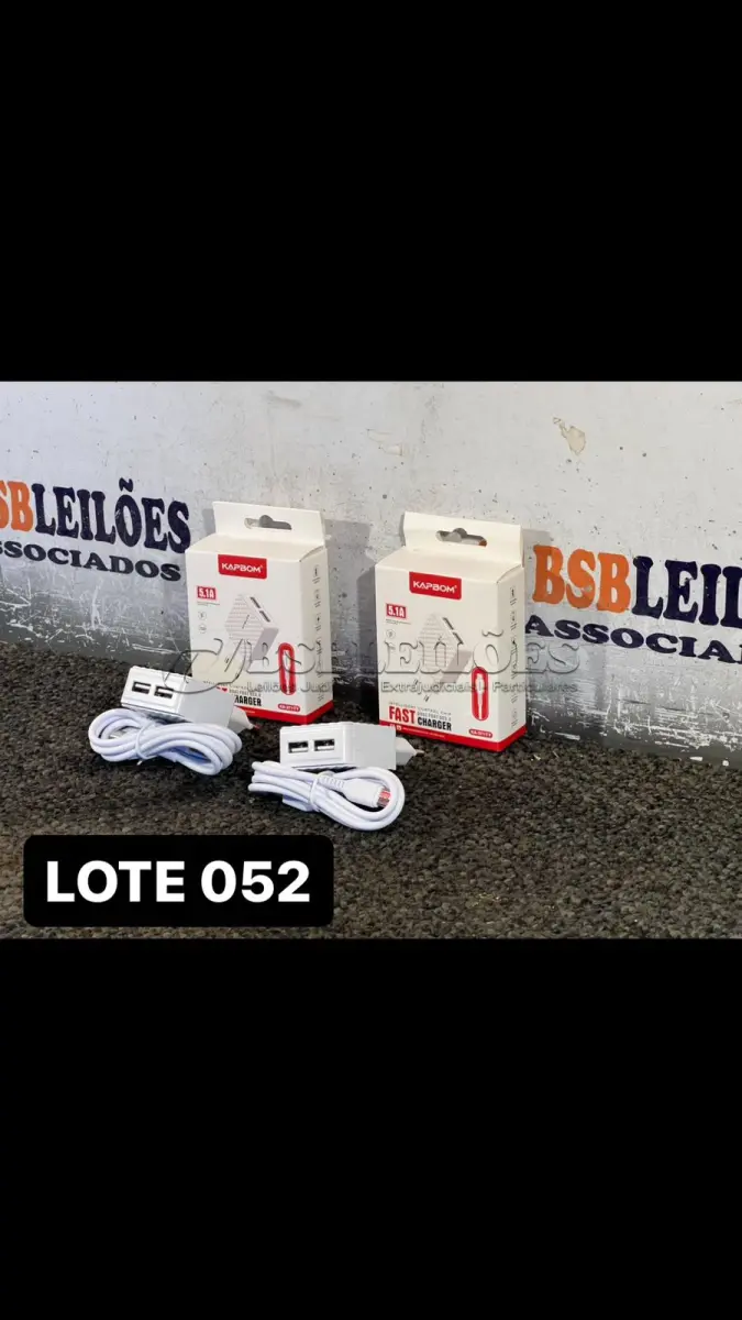 LOTE 052 - 02 KITS COM CABO E FONTE USB DUPLA FASTCHARGER ( NOVO ) ( NO ESTADO )