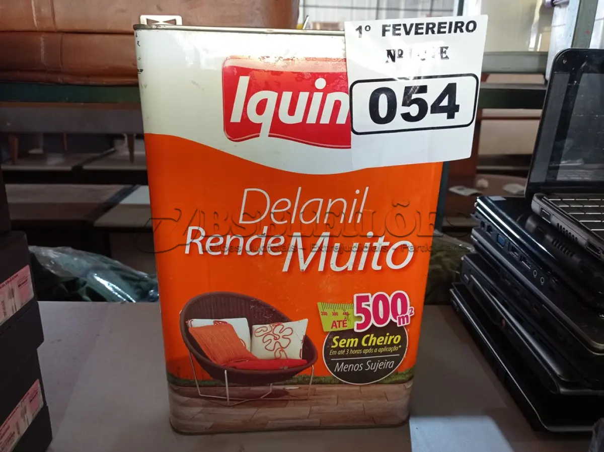 LOTE 054 - 01 LATA DE TINTA IQUINE DELANIL RENDE MUITO 18L BASE “C”. (NO ESTADO) ATENÇÃO! FAZER A VISITAÇÃO ANTES DE ARREMATAR, NÃO SABEMOS SE FUNCIONA. LEILÃO NÃO TEM GARANTIA E NEM DEVOLUÇÃO, SUJEITO A POSSÍVEIS AVARIAS VISÍVEIS/OCULTAS E/OU AUSÊNCIA DE COMPONENTES.