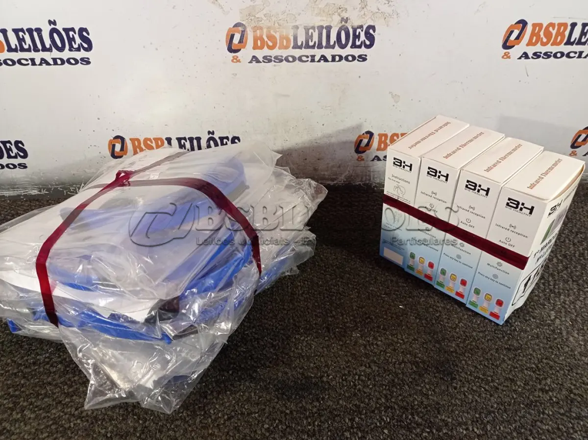 LOTE 118 - 04 TERMÔMETROS DIGITAL E 10 MASCARAS DE PROTEÇÃO. (NO ESTADO) ATENÇÃO! FAZER A VISITAÇÃO ANTES DE ARREMATAR, NÃO SABEMOS SE FUNCIONA. LEILÃO NÃO TEM GARANTIA E NEM DEVOLUÇÃO, SUJEITO A POSSÍVEIS AVARIAS VISÍVEIS/OCULTAS E/OU AUSÊNCIA DE COMPONENTES.