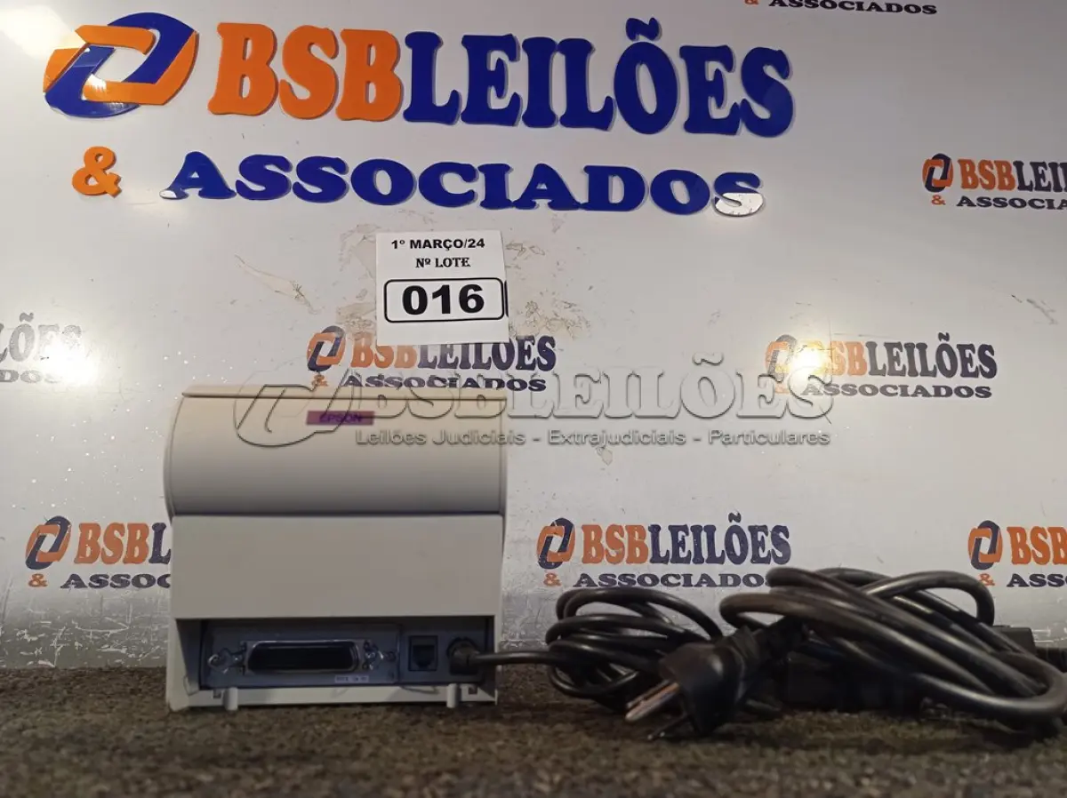 LOTE 016 - 01 IMPRESSORA NÃO FISCAL MARCA EPSON COM FONTE. (NO ESTADO) ATENÇÃO! FAZER A VISITAÇÃO ANTES DE ARREMATAR, NÃO SABEMOS SE FUNCIONA. LEILÃO NÃO TEM GARANTIA E NEM DEVOLUÇÃO, SUJEITO A POSSÍVEIS AVARIAS VISÍVEIS/OCULTAS E/OU AUSÊNCIA DE COMPONENTES.
